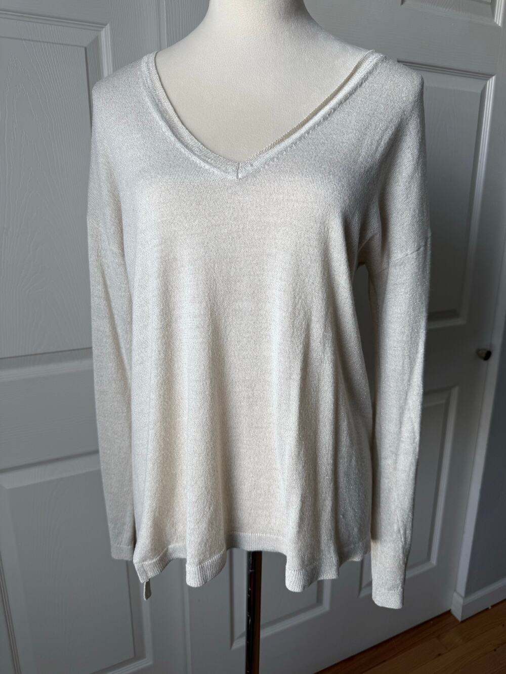 Lane Bryant Fine Merino Collection Shimmer V-Neck Sweater 14/16 | Quiet Luxury